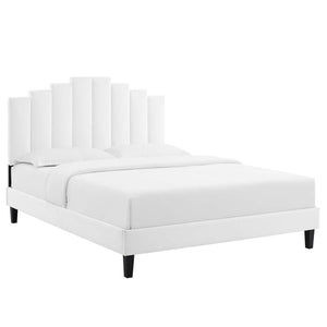 Elise Velvet Platform Bed With Black legs (white)