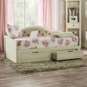 Maureen Daybed with Trundle and Drawers (White)