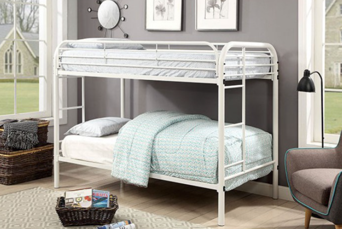 White iron bunk beds best sale