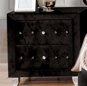 Alzire Velvet Nightstand (Black) – Fully Furnished Alzire Velvet Nightstand (Black) – Fully Furnished