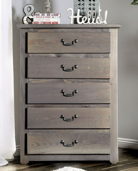 Rockwall Rustic 5-Drawer Chest (Grey) Fully Furnished Rockwall Rustic 5-Drawer Chest (Grey) Fully Furnished