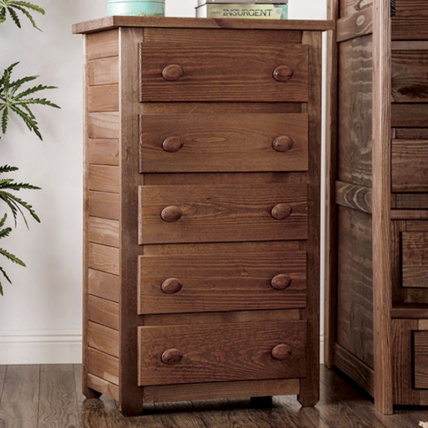 Lea Rustic 5-Drawer Chest (Brown)