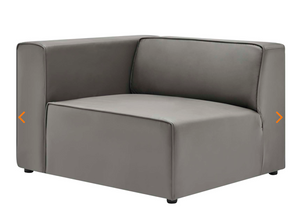 Mingle Vegan Leather Sofa and Ottoman Set in Gray