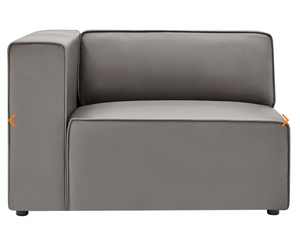 Mingle Vegan Leather Sofa and Ottoman Set in Gray