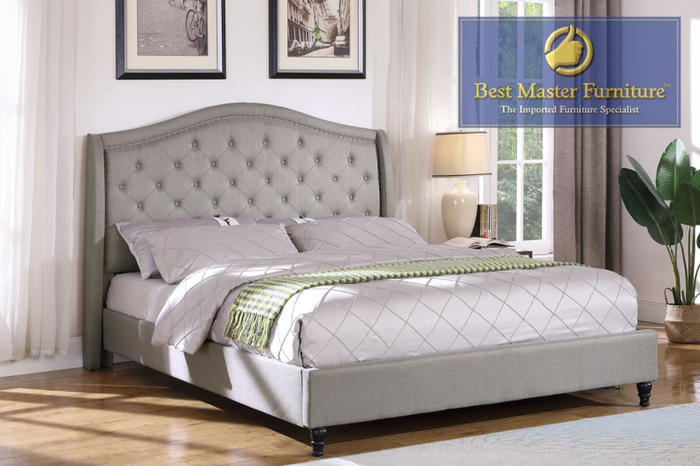 Nick Fabric Upholstered Bed (Grey)
