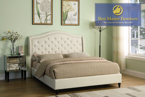 Nick Fabric Upholstered Bed (Cream)