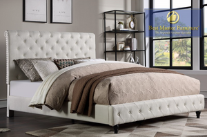 Luca Fabric Upholstered Queen Bed (Cream/Beige)