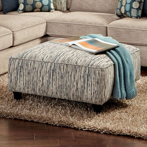Eastleigh Square Ottoman (Beige and Blue)