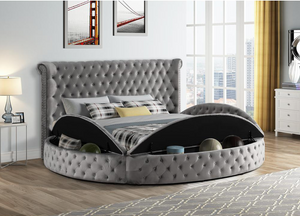 Isabella Round Platform Storage Bed (Grey)