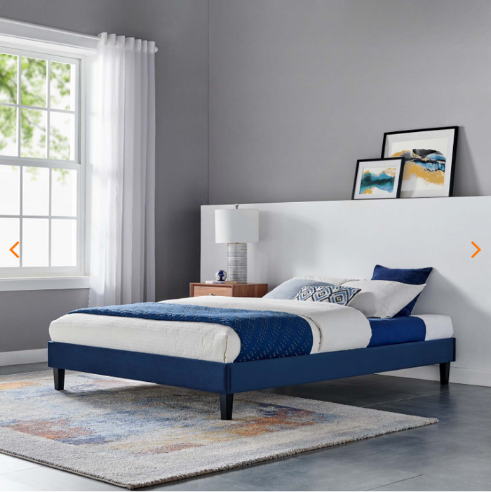 Navy Blue Velvet Bed Frame