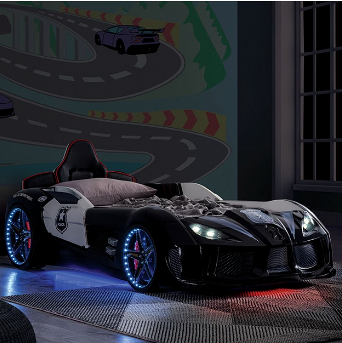 Flash GT Children's Novelty Kids Black Racing Car Bed