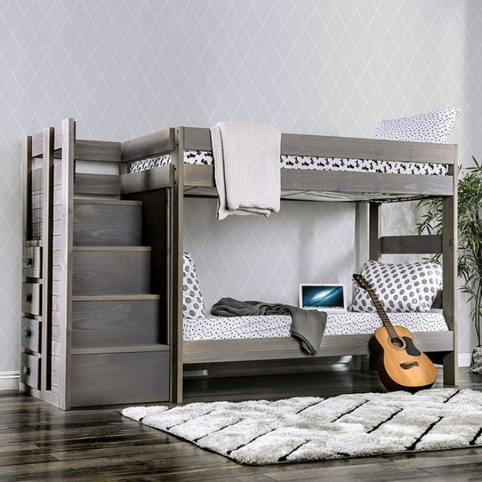 Ampelios Twin Bunk Bed (Grey)