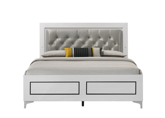 Casilda Queen Bed with LED Lights (Gray/White)