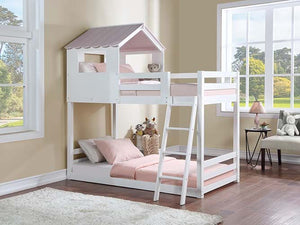 Solenne Twin Bunk Bed (White/Pink)
