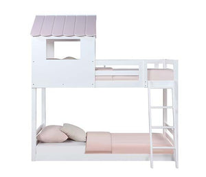 Solenne Twin Bunk Bed (White/Pink)
