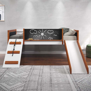 Aurea Twin Loft Bed (Cherry Oak/White)