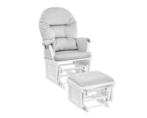 Madison Glider and Ottoman White Wood and Gray Fabric