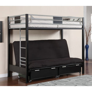 Clifton Twin-Over-Futon Bunk Bed (Silver)