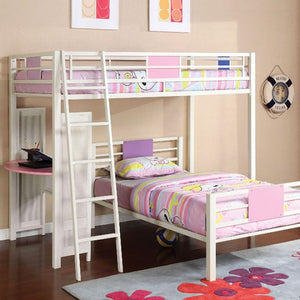 Summerville Contemporary Twin Metal Bunk Bed (Pink/White)