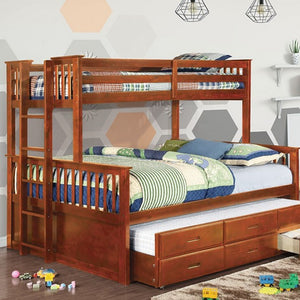 University Twin XL-Over-Queen Bunk Bed with Trundle (Oak)