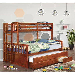 University Twin XL-Over-Queen Bunk Bed with Trundle (Oak)