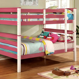 Lorren Transitional Full Bunk Bed (Pink/White)