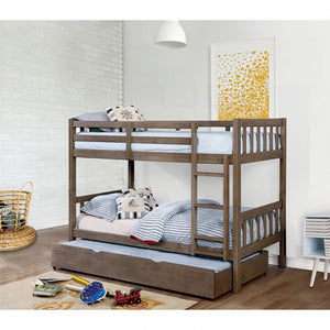 Emilie Twin Bunk Bed (Wire-Brushed Warm Grey)