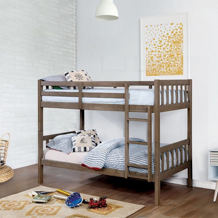 Emilie Twin Bunk Bed (Wire-Brushed Warm Grey)