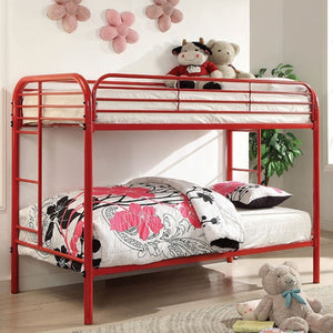 Opal Metal Twin Bunk Bed (Red)