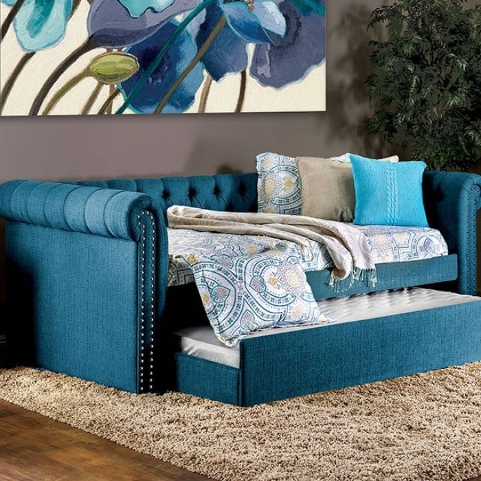 Leanna Contemporary Day Bed with Trundle (Dark Teal)