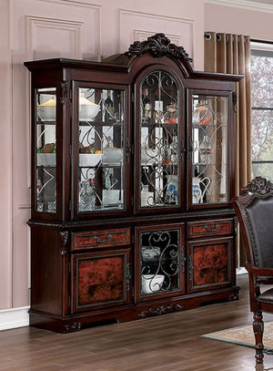 Picardy Hutch and Buffet Cabinet (Brown Cherry)
