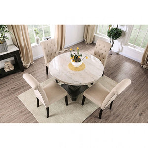 Elfredo 5-PCS Round Table Dining Set (White/Black)