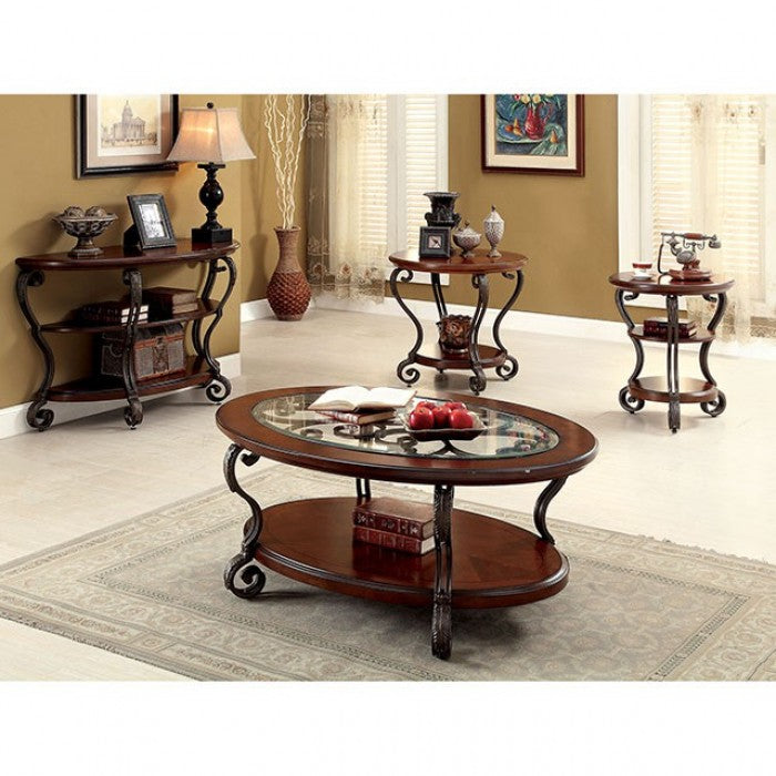 May Living Room Table Collection (Brown Cherry)