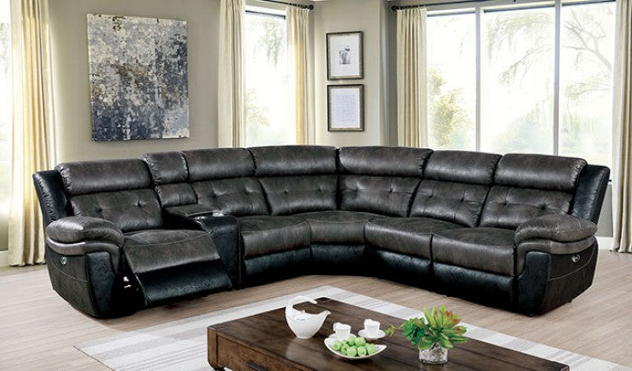 Brooklane Power Motion Sectional (Gray/Black)