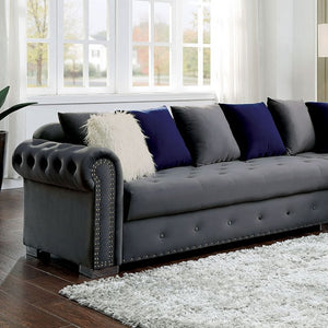 Wilmington Velvet Button-tufted Sectional (Grey)