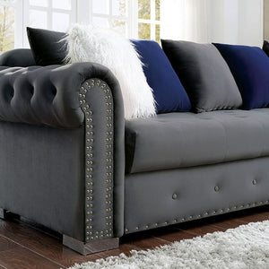 Wilmington Velvet Button-tufted Sectional (Grey)