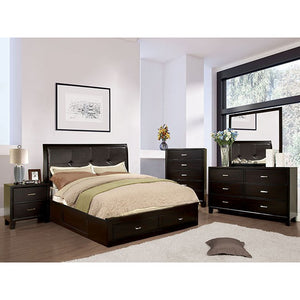Enrico Contemporary California King Bed with Footboard Drawers (Espresso)