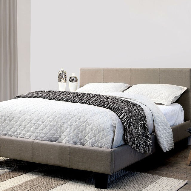 Sims Linen Upholstered Bed (Grey)