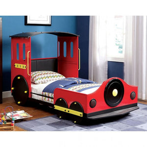 Red Retro Express Metal Train Twin Bed