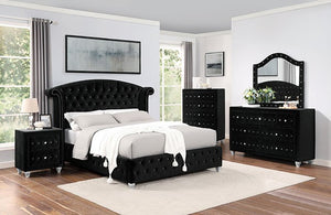 Zohar Velvet Bed (Black)