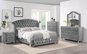 Zohar Velvet Bed (Grey)