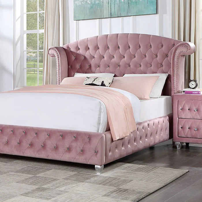 Pink padded online headboard