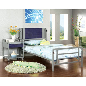 Prado Contemporary Full Bed (Silver/Dark Blue)