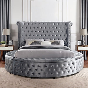 Sansom Velvet Bed (Grey)