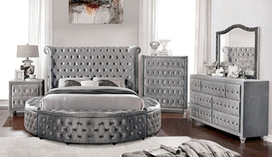 Sansom Velvet Bed (Grey)