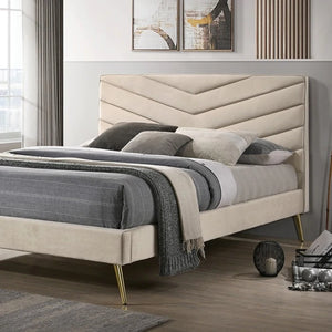 Vivar Mid-Century Modern Bed (Beige)