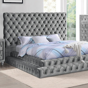 Stefania Glamorous California King Bed (Grey)