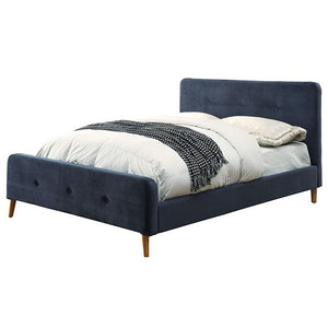 Barney Mid-Century Modern Bed (Navy Blue)