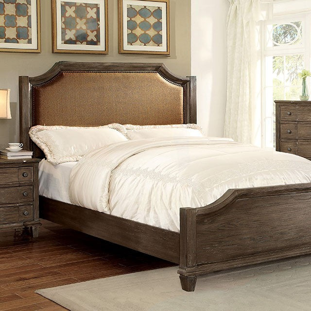 Halliday Transitional King Bed (Wire-Brushed Gray/Brown)