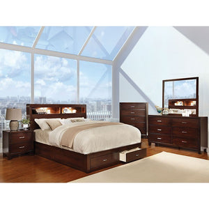 Gerico Contemporary Bed (Brown Cherry)